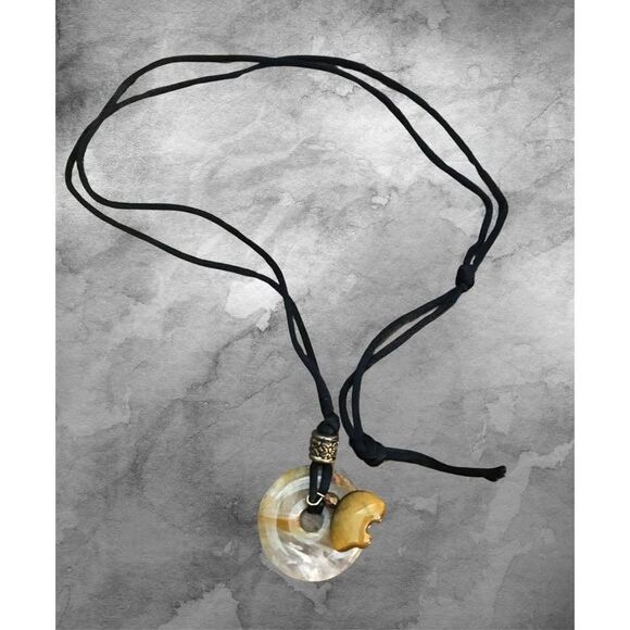 Chic 36-Inch Gemstone Donut Pendant Necklace - Gray, Red, and Caramel Swirls - Picture 2 of 2